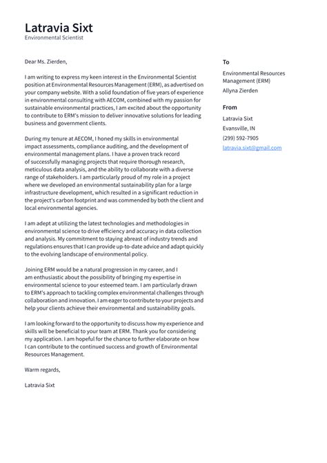 Environmental Science Cover Letter Examples 的图像结果