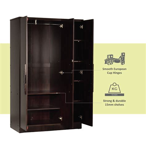 Laso 3-Door Engineered Wood Wardrobe – Modern Almirah with Shelves ...