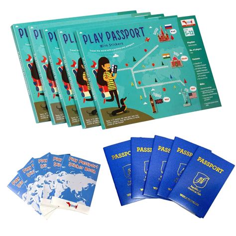 Buy CocoMoco Kids Pretend Play Passport with World Map and Stickers ...