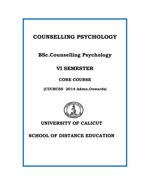 Counselling - Lecture notes 1 - COUNSELLING PSYCHOLOGY BSc Psychology ...