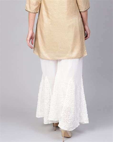 Chikankari Flared Free Size Chiffon Sharara With Lining Attached Insid ...