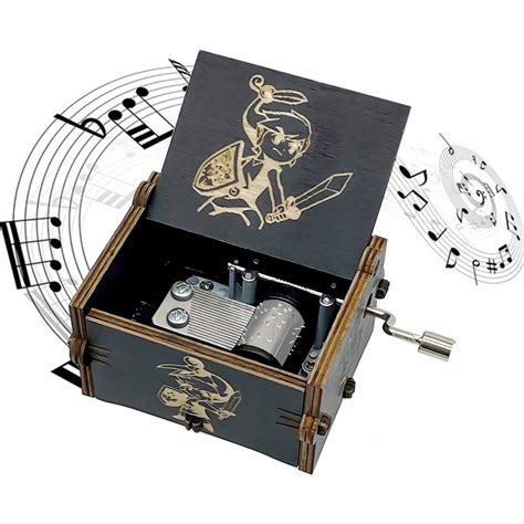 Zelda Wooden Music Box, Hand Crank Wood Legend of Zelda Theme Musical ...
