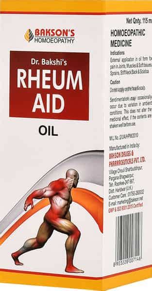 Buy DR BAKSHI'S BAKSON HOMOEOPATHY RHEUM AID OIL 115ML PACK OF 2 Online ...