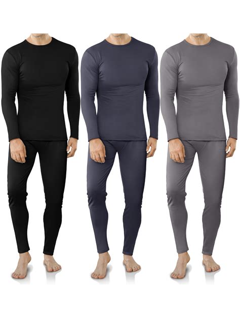 VZV 3 Set Thermal Underwear for Men Fleece Lined Long Johns Mens ...