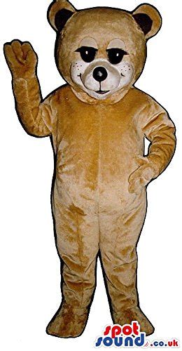 Cute Light Brown Teddy Bear SPOTSOUND Mascot Costume With Black ...