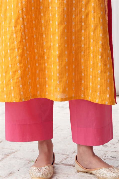 Pink Straight Fit Pant In Cotton Fabric | Cotras