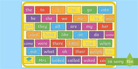 Coloured Brick Wall Tricky Words Mat (teacher made)