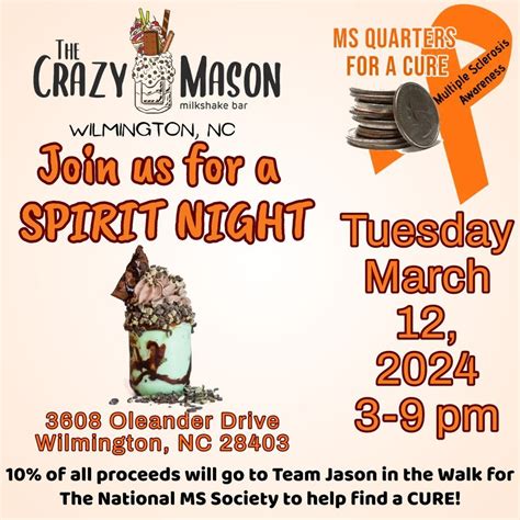 MS Awareness Crazy Mason Milkshakes Give Back Night, 3608 Oleander Dr ...