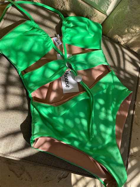 Neon Green Swimsuit Handmade - Etsy