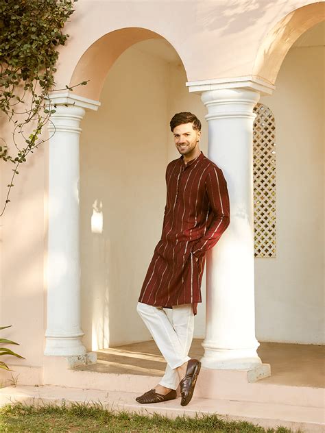 Maroon Sequins Embroidered Pure Chanderi Silk Straight Kurta | kurta ...