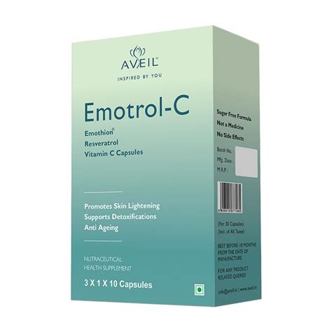 AVEIL Emotrol-C Resveratrol and Vitamin C Capsules for Skin - 30 Capsu ...