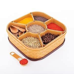 Buy The one junction Plastic Square 7 Sections Multipurpose Masala cum ...