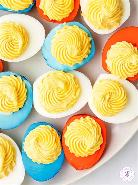Red White & Blue Colored Deviled Eggs - Belly Full