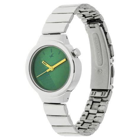 Buy Online Fastrack Checkmate Quartz Analog Green Dial Stainless Steel ...