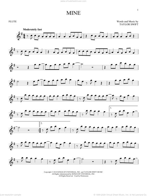 Mine sheet music for flute solo (PDF-interactive)