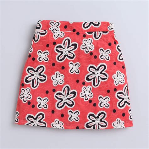 Taffykids Floral weave full sleeve asymmetric neck crop top and matchi ...