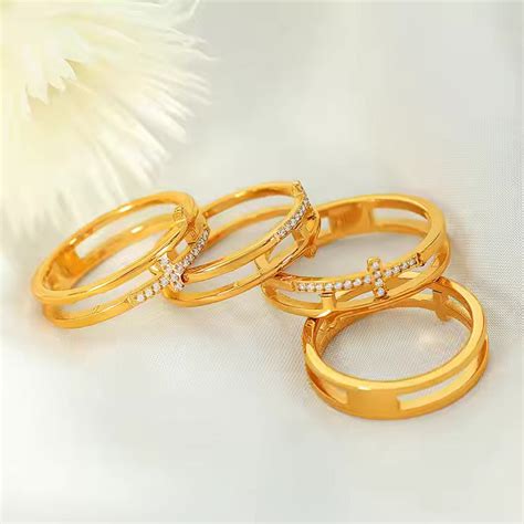 Double Cross Diamond Ring - 18K Gold Plated Online at best price – ZAISHA