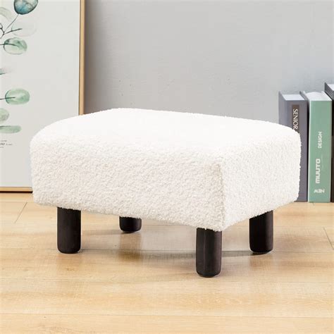 Small Foot Rest, Beige Fur Padded Foot Stool, India | Ubuy