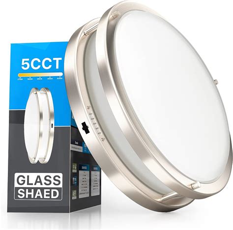 Buy Glass 5CCT LED Flush Mount Ceiling Light Fixture, 10 Inch Hallway ...