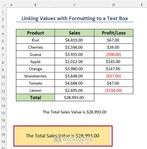 How Connect Text Box with Formula in Excel 的图像结果