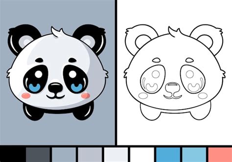 Schattige panda gezicht cartoon afbeelding in kleurplaat stijl baby ...