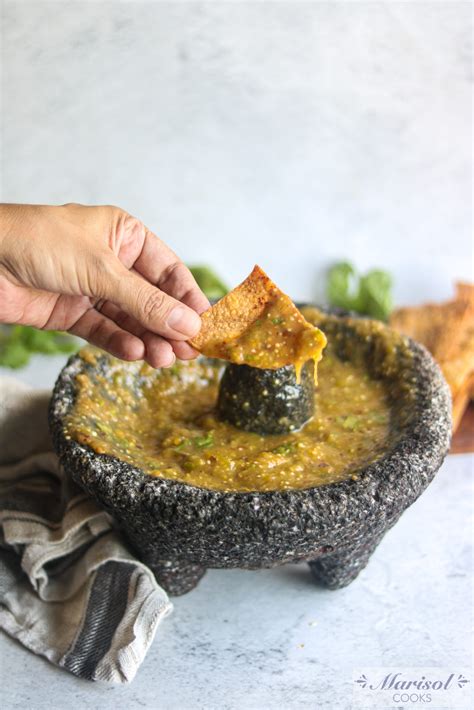 Roasted Tomatillo Salsa (Molcajete) – Marisol Cooks