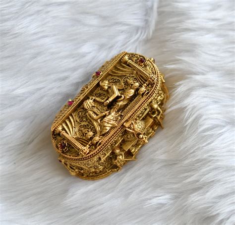 Antique gold tone kemp wedding designer kumkum box dj-38752 – dreamjwell