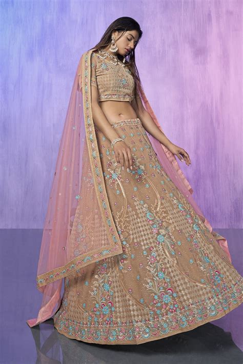 Brown Pakistani Georgette Lehenga Choli For Indian Festivals