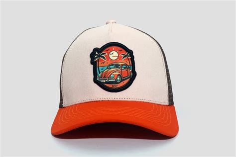 Premium Cotton Trucker Cap in Cream and Orange - Lightweight – BnF Studio