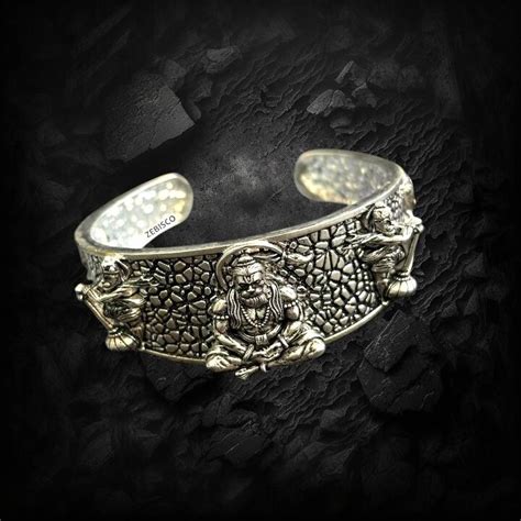 zebisco Hanuman Kada Bracelet Silver Plated For Men and Boys Silver ...