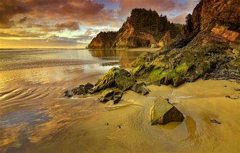 Wallpaper sea, stones, rocks, shore, Oregon, USA for mobile and desktop ...