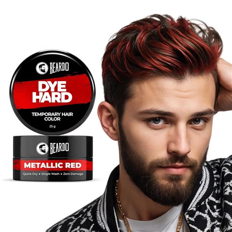 Beardo Dye Hard Temporary Hair Color - Metallic Red, 25g | Temporary 1 ...