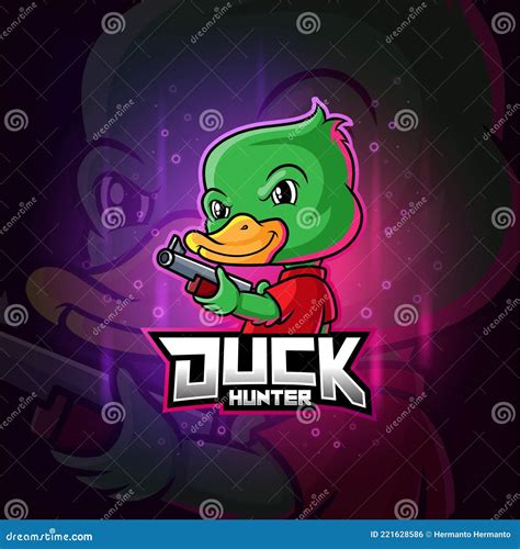 The Duck Hunter Mascot Esport Logo Design Stock Vector - Illustration ...