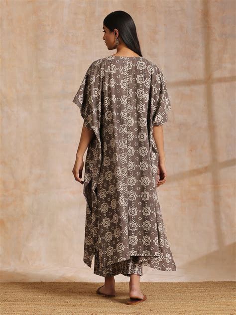 Clay Dabu Overall Print Cotton Panel Kaftan Kurta Pant Set – trueBrowns