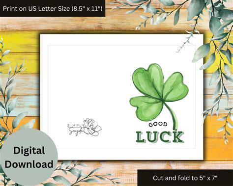 Good Luck Printable Greeting Card, Good Luck Card, Good Luck Printable ...