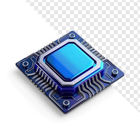 Metallic blue cpu chip icon on transparent background | Premium PSD
