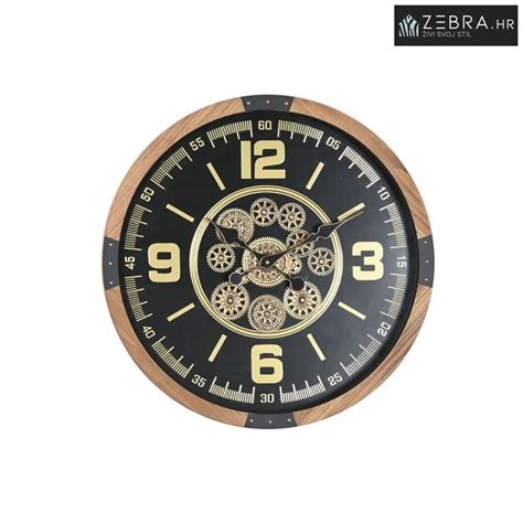 Zidni sat Home ESPRIT Crna Prirodno Kristal borovina Loft 63,5 X 8 X 6