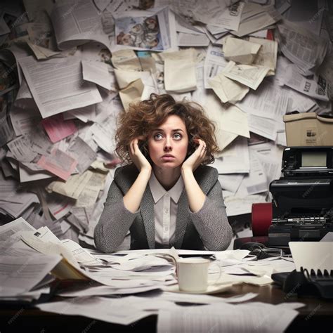 Premium Photo | A woman drowning in paperwork