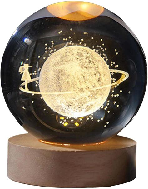Buy SHOPOGENIX Solar System Moon Crystal Ball Night Light 60mm,Glass ...