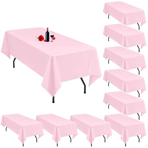 Amazon.com: 10 Pack Pink Tablecloths for 8 Foot Rectangle Tables 60 x ...