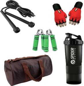 Rocket Sales Combo Of Leatherite (Brown) Gym Bag, Gloves (Red), Spider ...