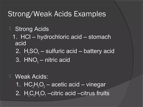 Weak Acid Examples
