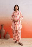 PEACH FLORAL BUTA HAND BLOCK PRINTED COORD SET
