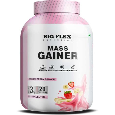 Buy BIGFLEX PRIME MASS GAINER (STRAWBERRY-BANANA) (3 KG) Online & Get ...