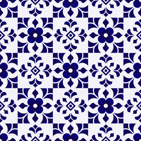 Tile pattern, ceramic blue and white flower seamless background ...
