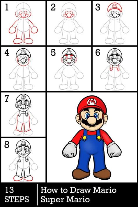 Drawing Tutorial Mario Characters 的图像结果
