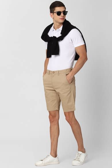 Buy Men Khaki Solid Casual Shorts Online - 682387 | Peter England