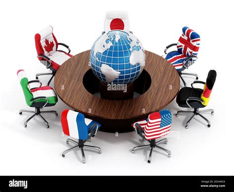 G7 country flags on office chairs Stock Photo - Alamy