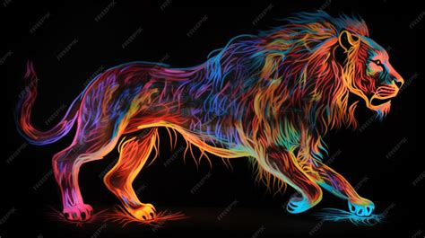 Premium AI Image | A colorful drawing of a lion with the colors of the ...
