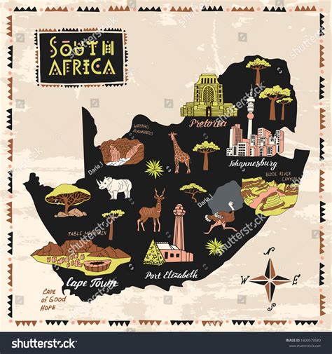Illustrated Map South Africa Set National Stock Vector (Royalty Free) 1800579580